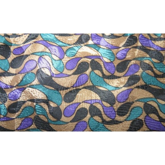 Martin Wong Screenplay Neck Tie Necktie Silk Abstract Purple Teal Black Tan 57" - Picture 2 of 4